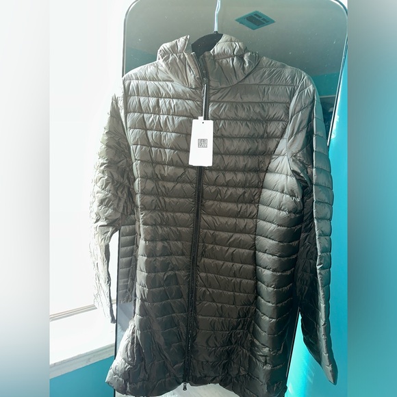 Elezay Women Lightweight Down Feather Jacket Winter Long Sleeves Packable Coats - Picture 4 of 7